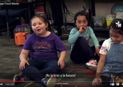 Kindergarten students at Sheridan Elementary School learned about food waste in both English and Spanish.