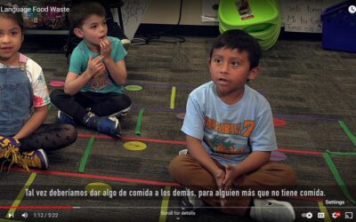 Dual language kindergarten students learn about food waste