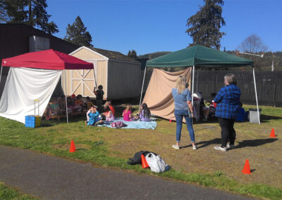 Class working in outdoor classroom